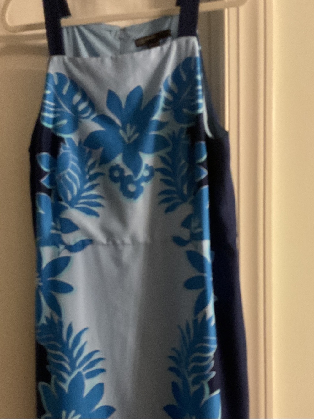 Maggy London Light Blue Dress with Bright Blue Floral Print